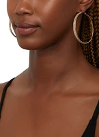 Womens Set of 6 Rhinestone Stud and Hoop Earrings, Gold