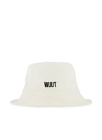Womens Wuut Embroidered Bucket Hat, White
