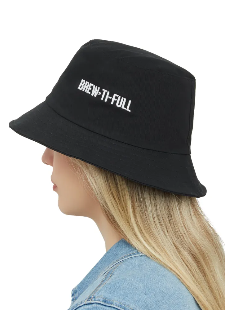 Womens Brew Ti Full Embroidered Bucket Hat, Black