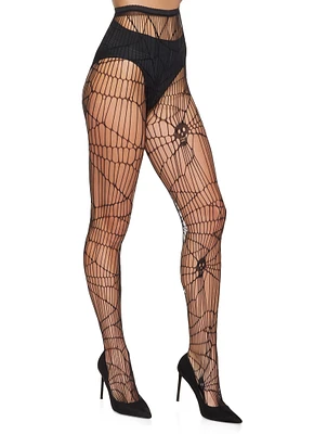 Womens Patterned Fishnet Tights, Black