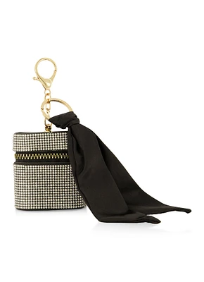 Rhinestone Studded Airpod Case Keychain, Black