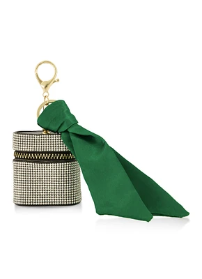 Rhinestone Studded Airpod Case Keychain, Green