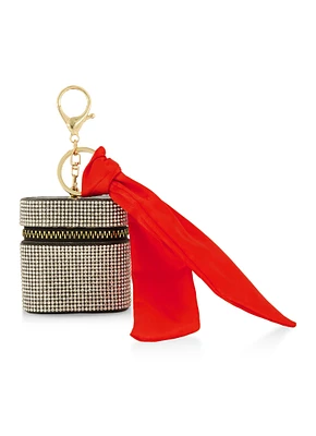 Rhinestone Studded Airpod Case Keychain, Red
