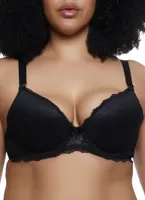 Womens Plus Size Solid Lace Convertible Plunge Bra, Black, Size 40D