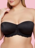 Womens Plus Size Black Balconette Bra | Converts to Strapless, Black, Size 38DD