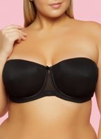 Womens Plus Size Mesh Solid Balconette Bra | Converts to Strapless, Black, Size 38DD