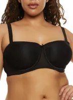 Womens Plus Size Basic Black Balconette Bra | Converts to Strapless, Black, Size 38DD