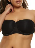 Womens Plus Size Basic Black Balconette Bra | Converts to Strapless, Black, Size 38DD