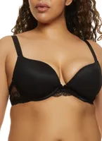 Womens Plus Size Basic Black Plunge Bra, Black, Size 40D