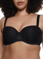 Womens Plus Size Mesh Balconette Bra | Convertible to Strapless, Black, Size 40C