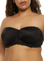 Womens Plus Size Lace Trim Balconette Bra | Converts to Strapless, Black, Size 38DD