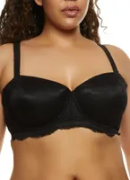 Womens Plus Size Convertible Balconette Bra | Converts to Strapless, Black, Size 38DD