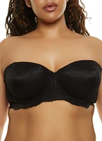 Womens Plus Size Convertible Balconette Bra | Converts to Strapless, Black, Size 38DD
