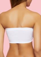 Womens Seamless White Bandeau Bra, White, Size M