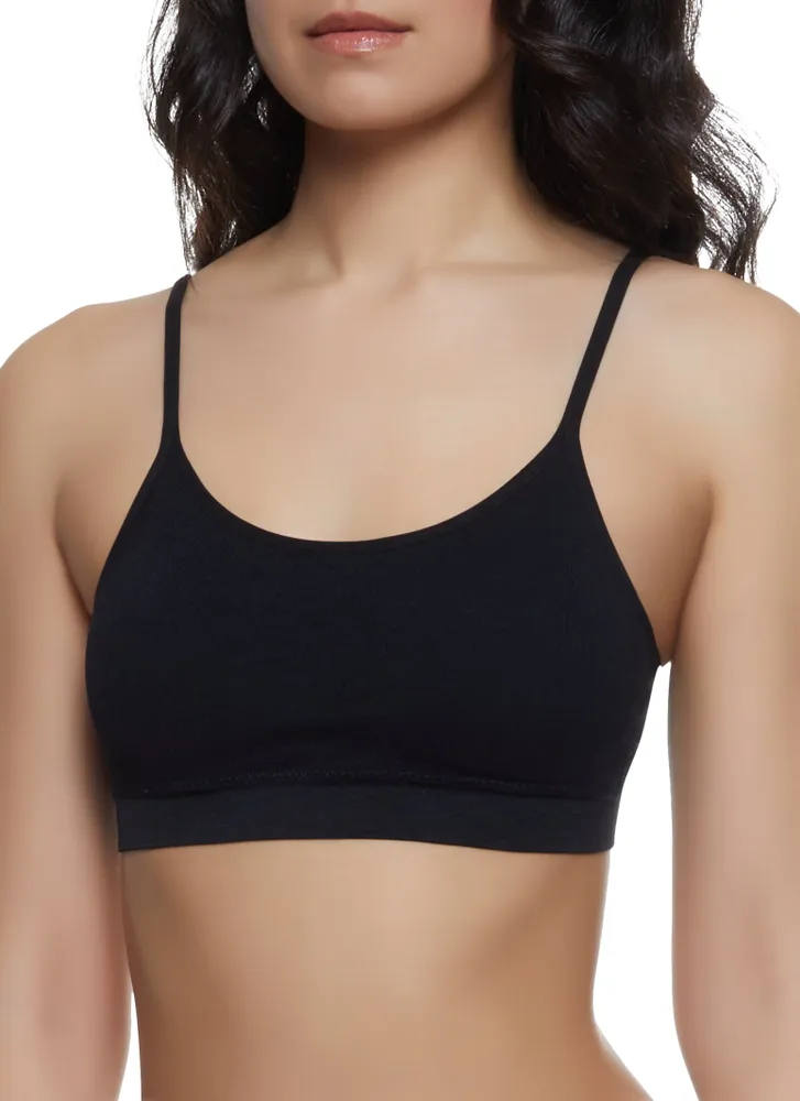 Cropped Rib-Knit Seamless Cami Bra Top for Women