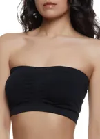 Womens Black Padded Bandeau Bra, Black, Size S-M