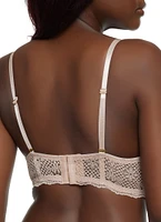 Womens Solid Convertible Strap Lace Plunge Bra, Beige, Size 34D