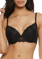 Womens Solid Scalloped Lace Plunge Bra, Black, Size 38B