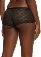 Womens Solid Trim Daisy Lace Boyshort Panty, Black, Size S