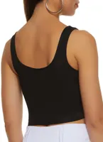 Womens Square Neck Corset Crop Top, Black, Size M