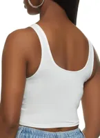 Womens Square Neck Corset Crop Top, White, Size M