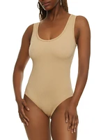 Womens Ribbed Knit Seamless Scoop Neck Sleeveless Bodysuit,