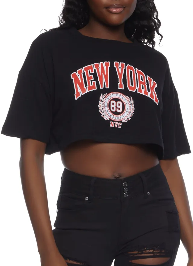 NEW YORK YANKEES CROPPED TEE - BLACK WOMENS