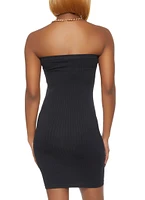 Womens Rib Knit Mini Tube Dress,