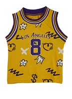 Toddler Girls Graphic Print Jersey, Yellow, Size 4T