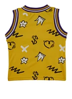 Toddler Girls Graphic Print Jersey, Yellow, Size 4T