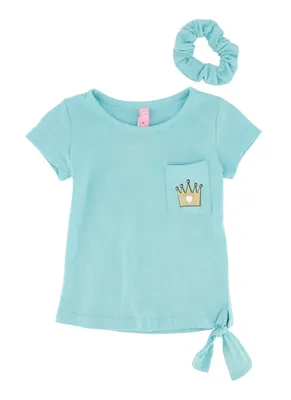 Toddler Girls Blessed Queen Back Graphic Tee, Blue, Size 3T