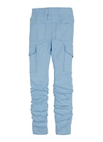Little Girls Hyperstretch Cargo Pocket Stacked Pants, Blue, Size 4