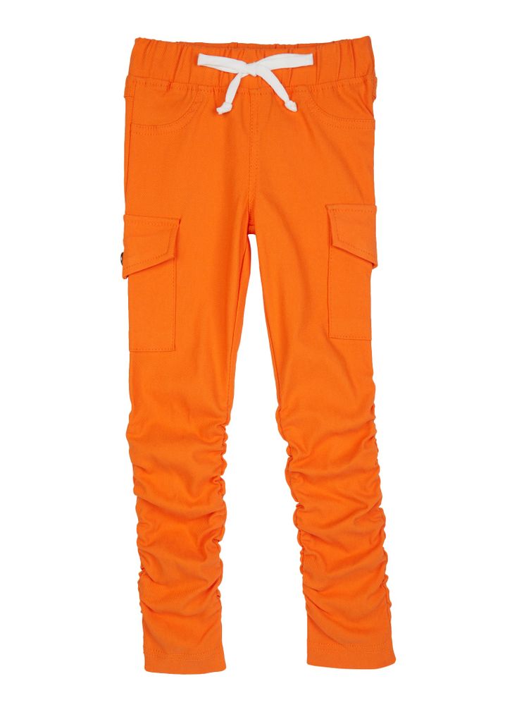 Little Girls Stacked Cargo Pocket Hyperstretch Pants - Orange