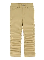 Little Girls Stacked Straight Leg Pants, Khaki, Size 4