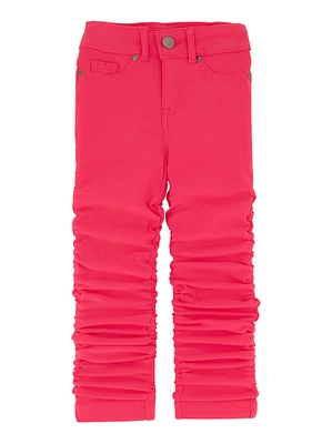 Little Girls Stacked Straight Leg Pants, Red, Size 5