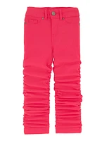 Little Girls Stacked Straight Leg Pants, Red, Size 5