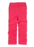 Little Girls Stacked Straight Leg Pants, Red, Size 5