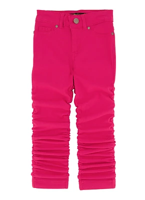 Little Girls Stacked Straight Leg Pants, Pink, Size 6