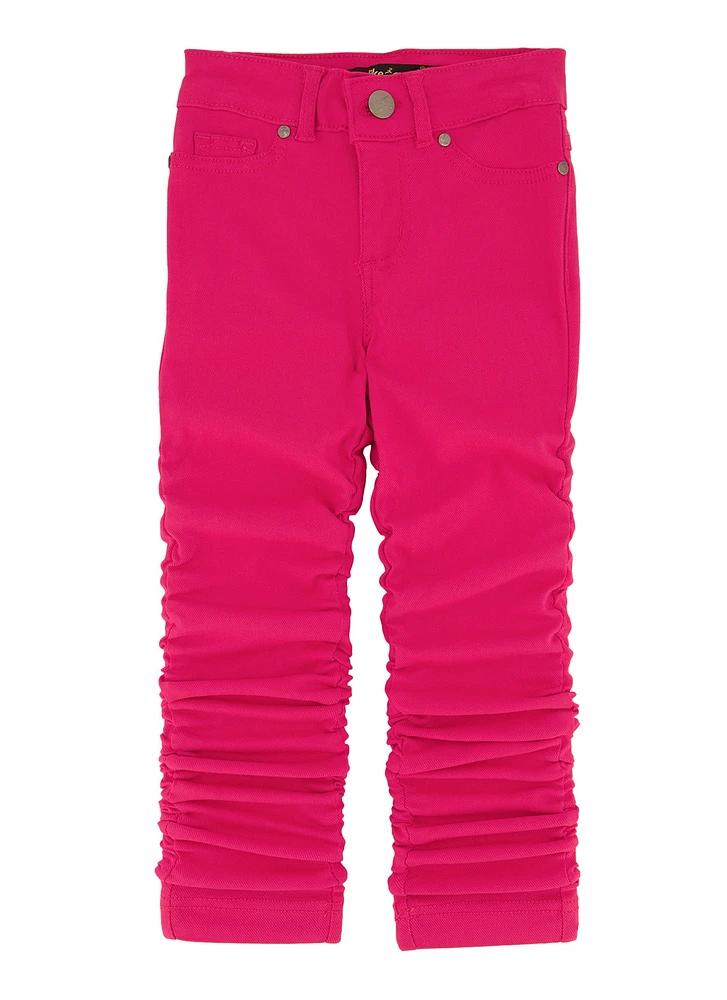 Little Girls Stacked Straight Leg Pants, Pink, Size 6