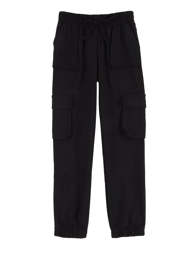 Little Girls Hyperstretch Cargo Joggers, Black,