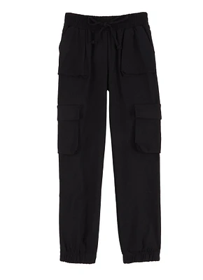 Little Girls Hyperstretch Cargo Joggers, Black,
