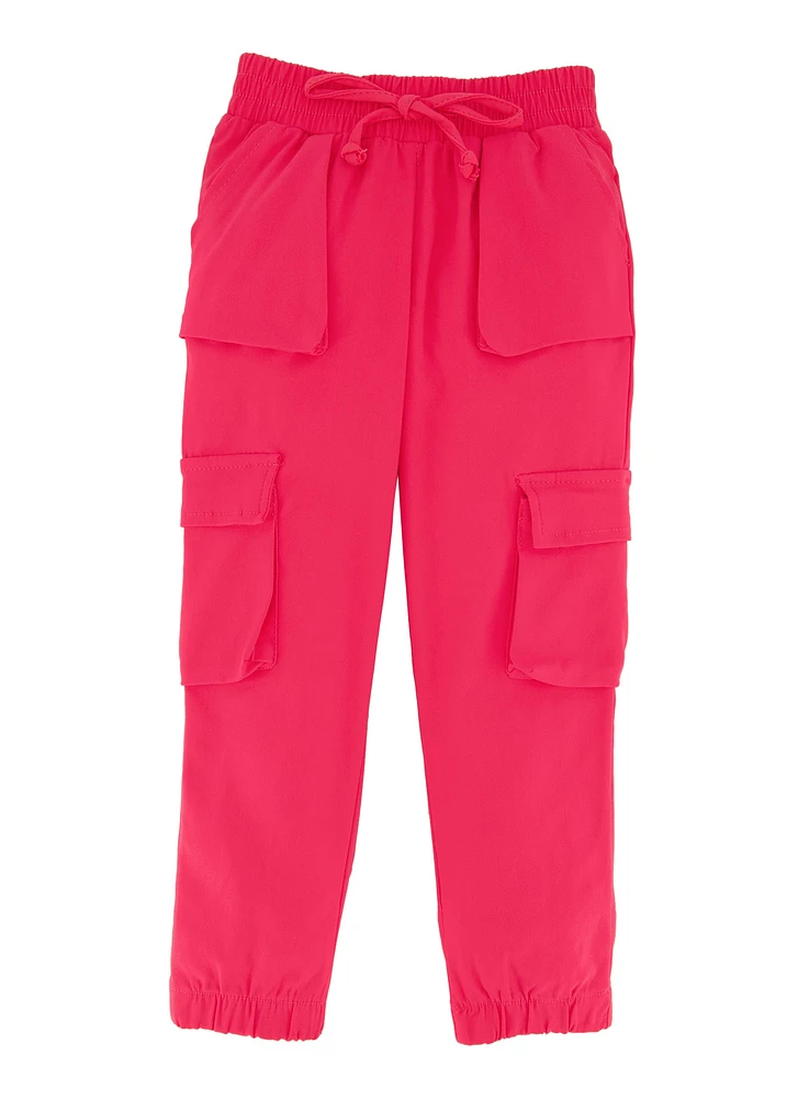 Little Girls Hyperstretch Cargo Joggers, Red, Size 6
