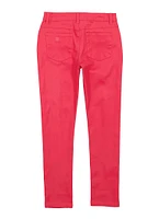 Girls Twill Distressed Pants, Pink, Size 10