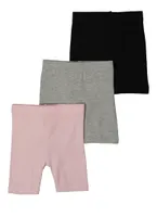 Little Girls 3 Pack Basic Biker Shorts, Multi, Size 4