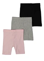 Little Girls 3 Pack Basic Biker Shorts, Multi, Size 4