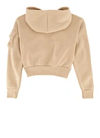 Girls Fleece Cargo Pocket Zip Front Hoodie,