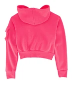 Girls Fleece Cargo Pocket Zip Front Hoodie, Pink, Size 7-8