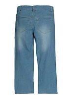 Little Girls Patch and Repair Graphic Wide Leg Jeans, Blue,