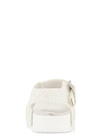 Womens Baby Girls Glitter Double Buckle Velcro Strap Sandals, White, Size 2