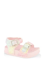 Womens Baby Girls Glitter Double Buckle Velcro Strap Sandals, Multi, Size 2